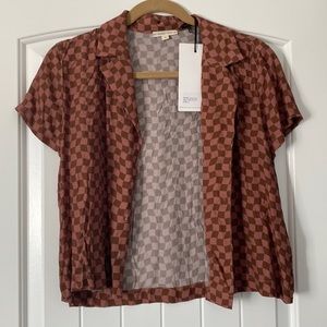 NWT Whimsy and Row Lena Top in Terracotta Check | Sz S